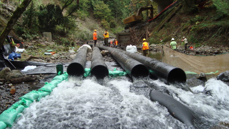 Bypass Pipes beneath AquaDams, Seattle WA 2010