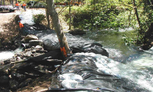 Stream Diversion for Concrete Check Dam Apple Creek, CA, 2001